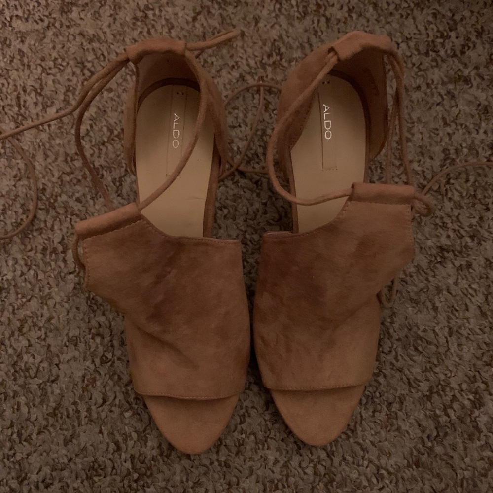 Aldo High Heels Wrap Around Ankle Tan
